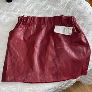 Zara red leather skirt!
